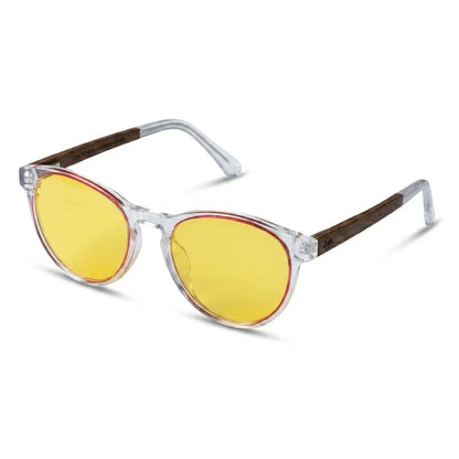 Chiloé 220 Red round polarized sunglasses in bio-acetate and natural wood · ReFramed, photo 12 of 22