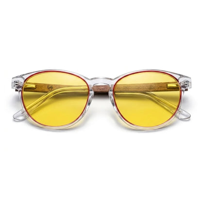 Chiloé 220 Red round polarized sunglasses in bio-acetate and natural wood · ReFramed, photo 11 of 22