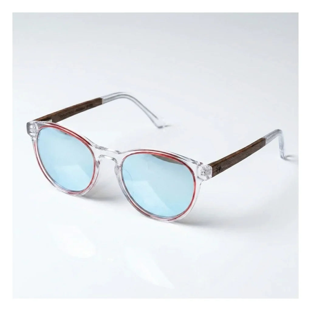 Chiloé 220 Red round polarized sunglasses in bio-acetate and natural wood · ReFramed, photo 16 of 22