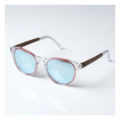 Chiloé 220 Red round polarized sunglasses in bio-acetate and natural wood · ReFramed, photo 16 of 22