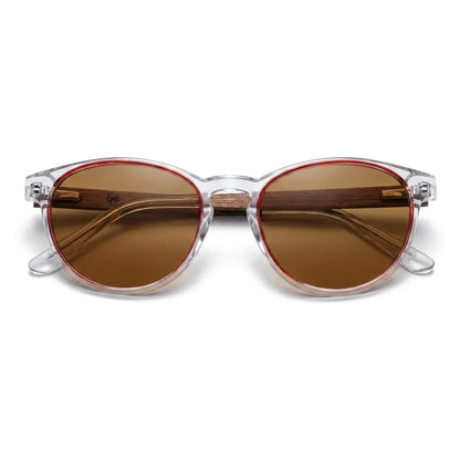 Chiloé 220 Red round polarized sunglasses in bio-acetate and natural wood · ReFramed, photo 2 of 22