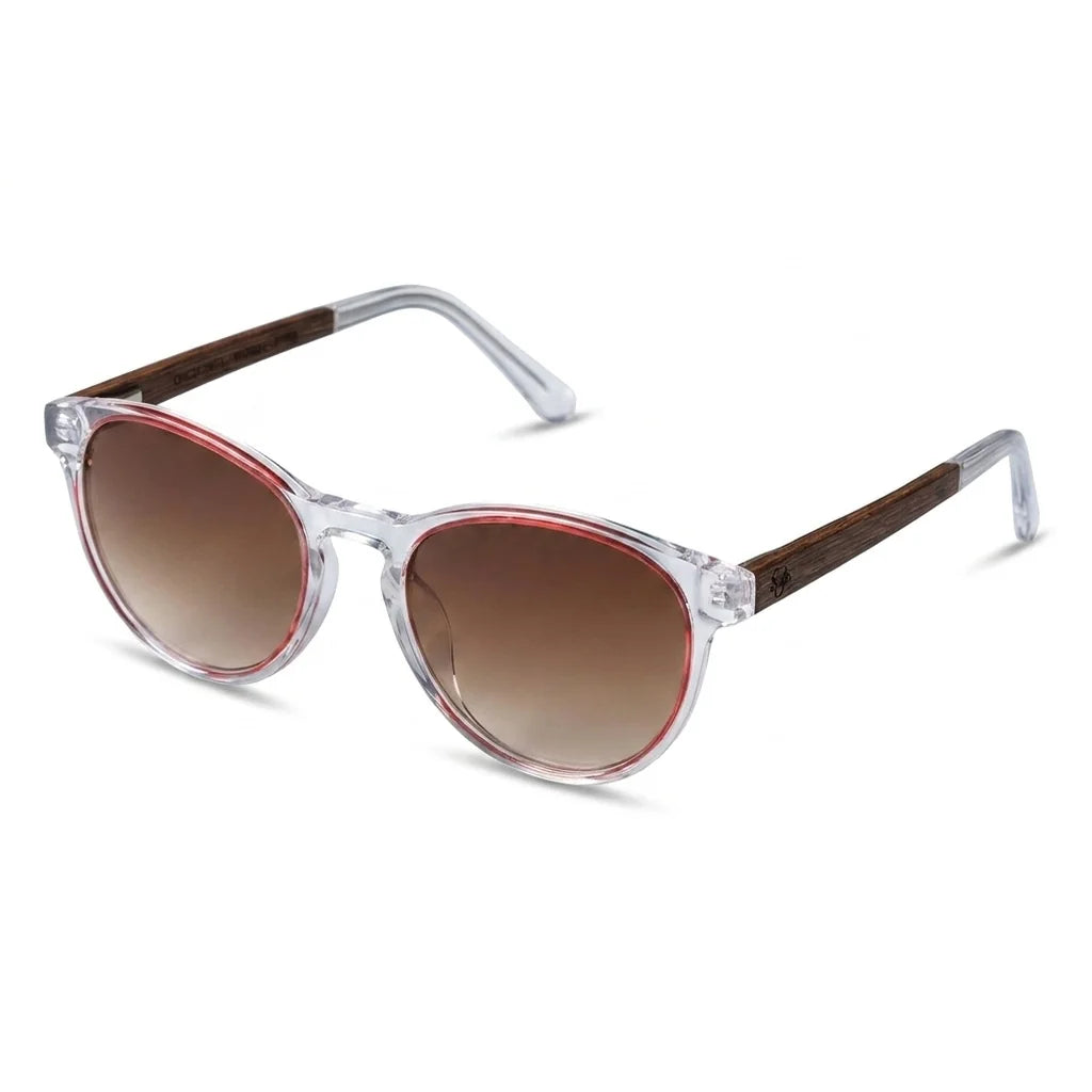Chiloé 220 Red round polarized sunglasses in bio-acetate and natural wood · ReFramed, photo 6 of 22