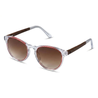 Chiloé 220 Red round polarized sunglasses in bio-acetate and natural wood · ReFramed, photo 6 of 22