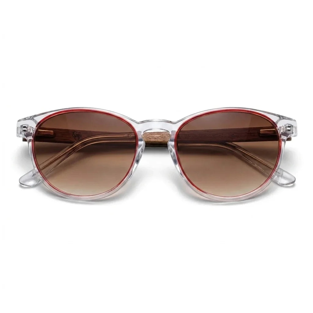 Chiloé 220 Red round polarized sunglasses in bio-acetate and natural wood · ReFramed, photo 5 of 22