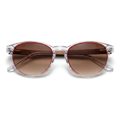 Chiloé 220 Red round polarized sunglasses in bio-acetate and natural wood · ReFramed, photo 5 of 22