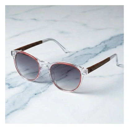 Chiloé 220 Red round polarized sunglasses in bio-acetate and natural wood · ReFramed, photo 10 of 22