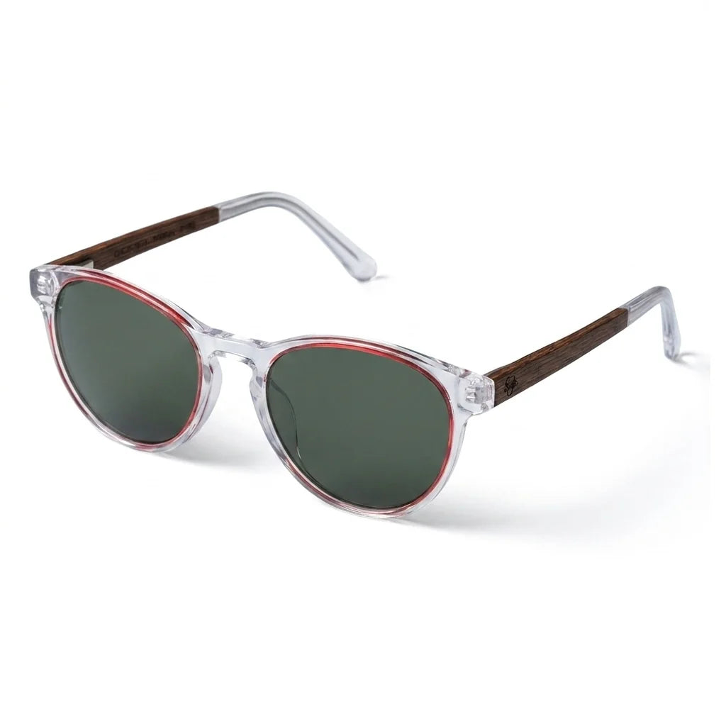 Chiloé 220 Red round polarized sunglasses in bio-acetate and natural wood · ReFramed, photo 4 of 22