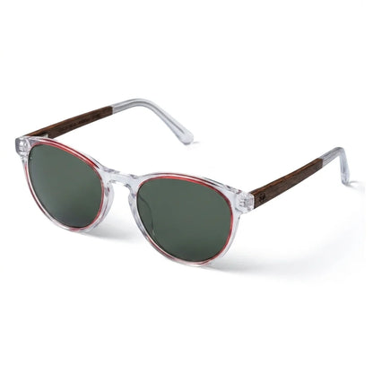 Chiloé 220 Red round polarized sunglasses in bio-acetate and natural wood · ReFramed, photo 4 of 22