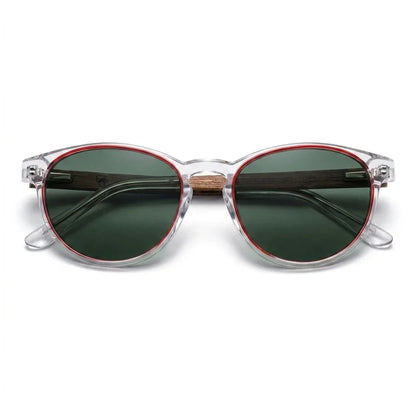 Chiloé 220 Red round polarized sunglasses in bio-acetate and natural wood · ReFramed, photo 3 of 22