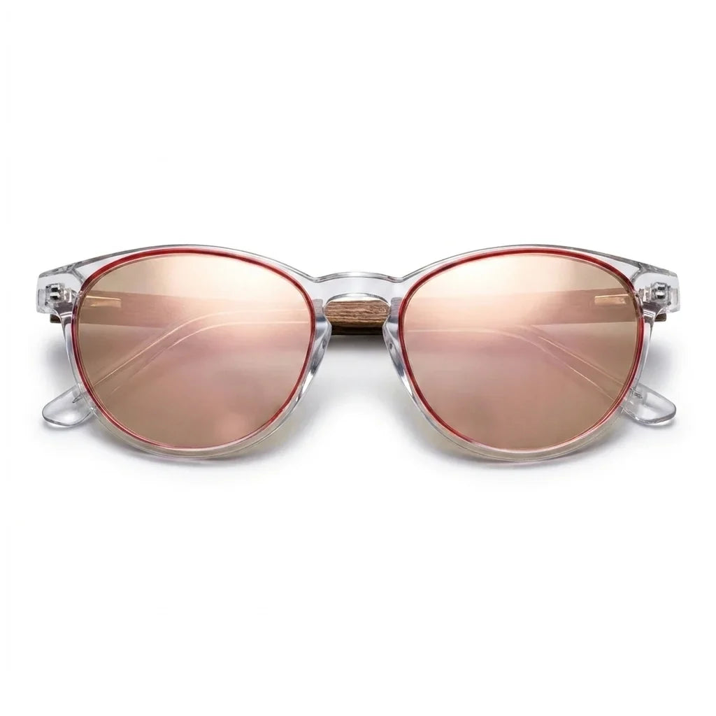 Chiloé 220 Red round polarized sunglasses in bio-acetate and natural wood · ReFramed, photo 21 of 22
