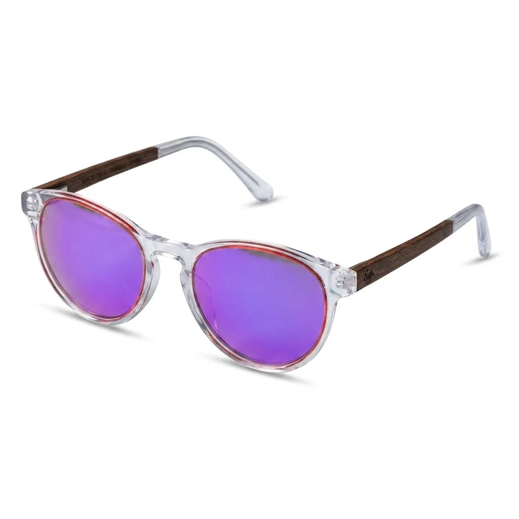 Chiloé 220 Red round polarized sunglasses in bio-acetate and natural wood · ReFramed, photo 20 of 22