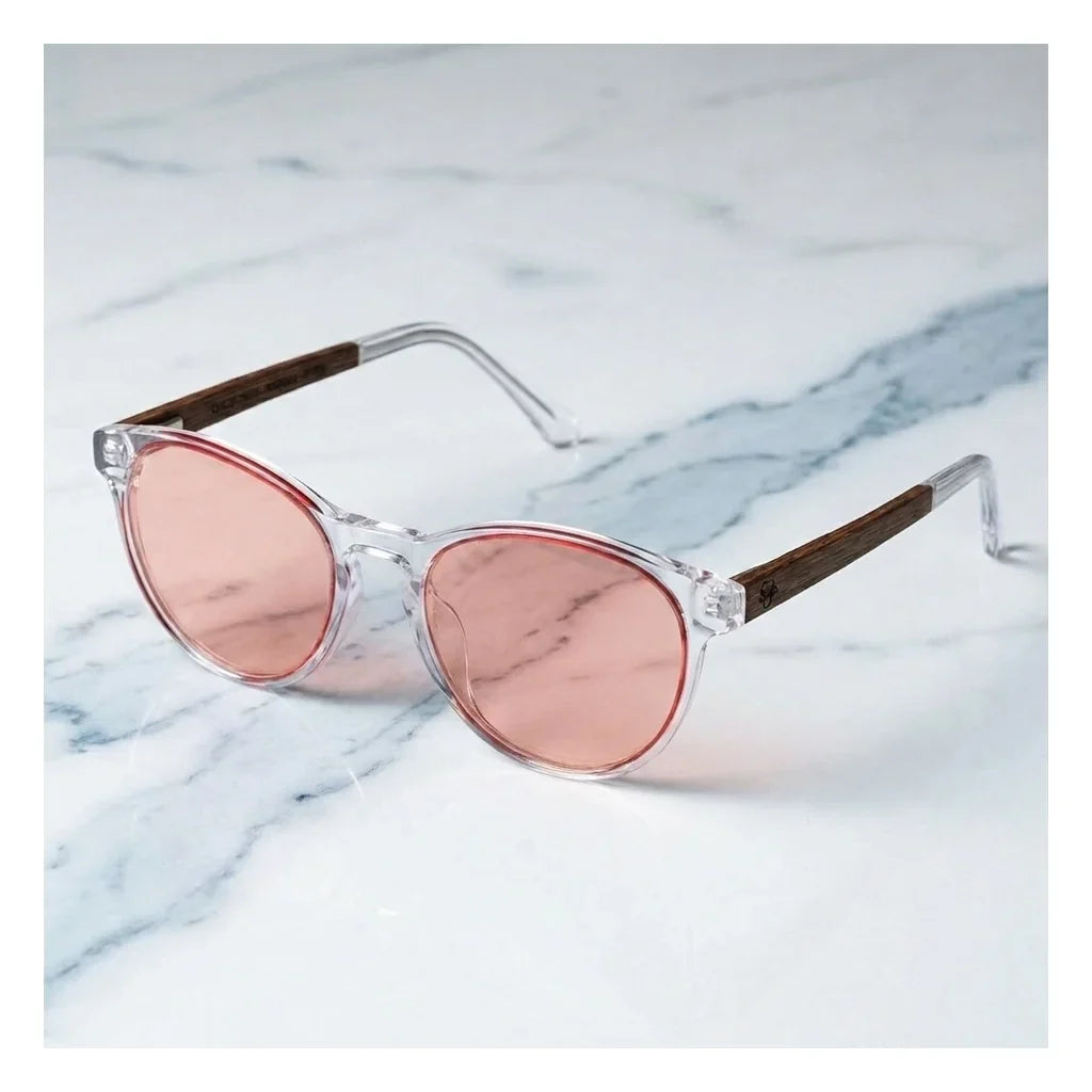 Chiloé 220 Red round polarized sunglasses in bio-acetate and natural wood · ReFramed, photo 14 of 22