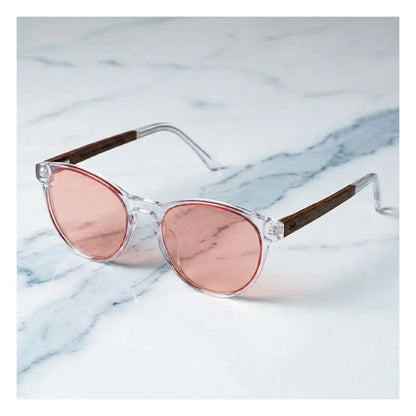 Chiloé 220 Red round polarized sunglasses in bio-acetate and natural wood · ReFramed, photo 14 of 22