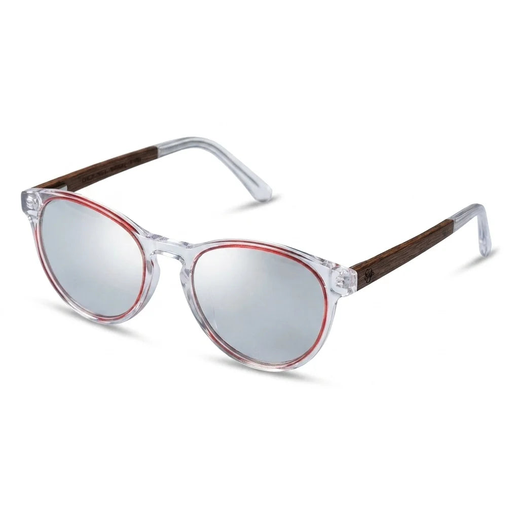 Chiloé 220 Red round polarized sunglasses in bio-acetate and natural wood · ReFramed, photo 18 of 22