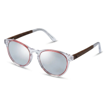 Chiloé 220 Red round polarized sunglasses in bio-acetate and natural wood · ReFramed, photo 18 of 22