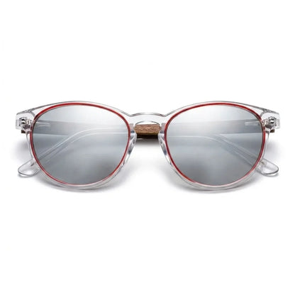 Chiloé 220 Red round polarized sunglasses in bio-acetate and natural wood · ReFramed, photo 17 of 22