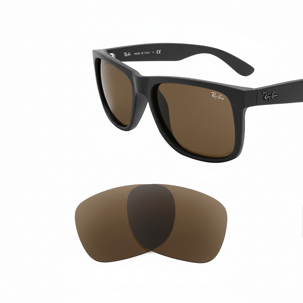 Ray-Ban Justin RB4165 replacement lenses — Brown polarized sunglass lens, 100% UV | ReFramed