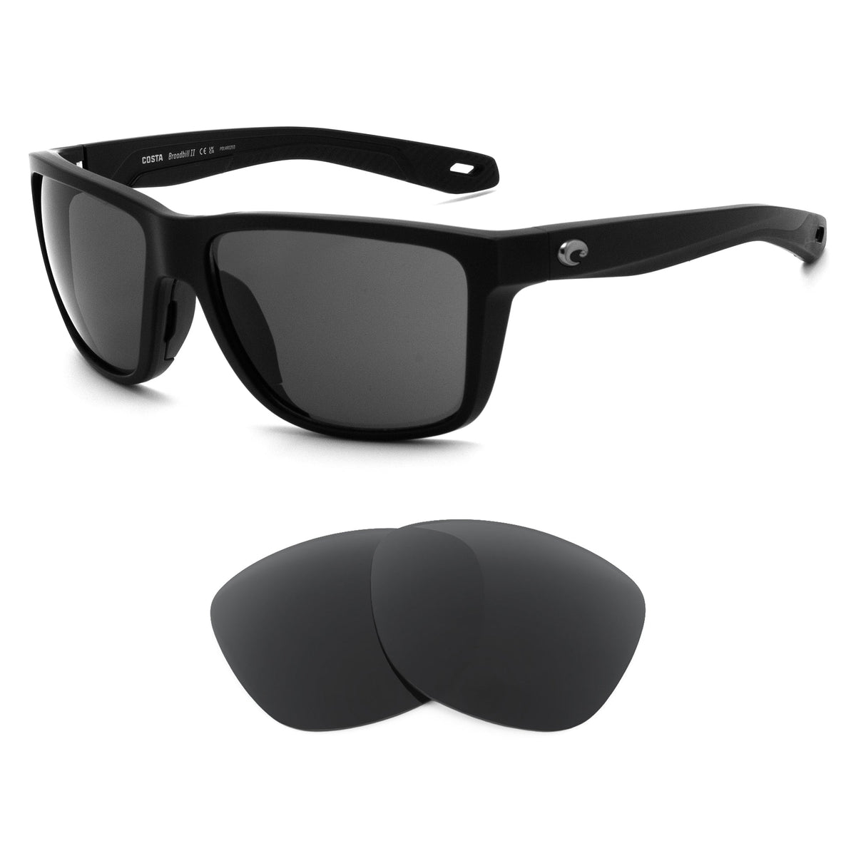 Costa Broadbill II replacement lenses — precision-cut polarized sunglass lenses, 100% UV | ReFramed
