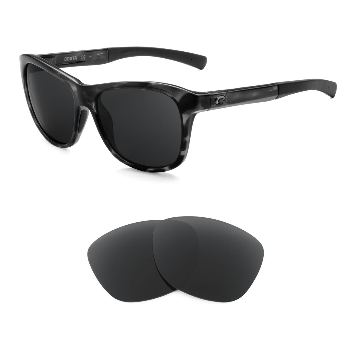 Costa Vela (New) replacement lenses — precision-cut polarized sunglass lenses, 100% UV | ReFramed
