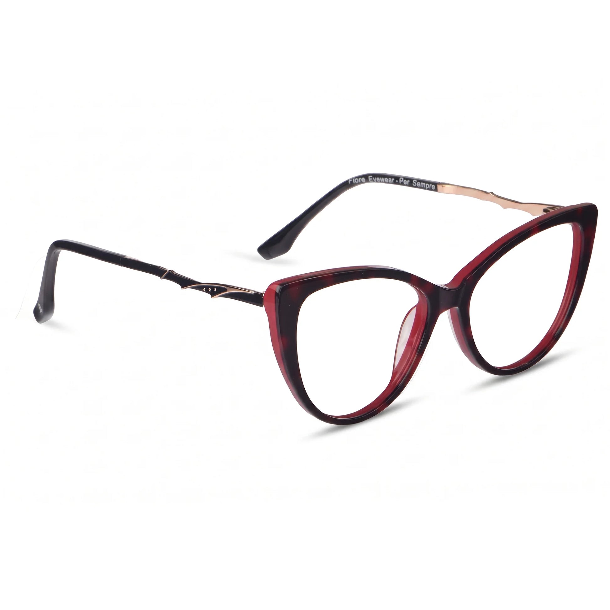Fiore 1010 eyeglasses in red – three-quarter view