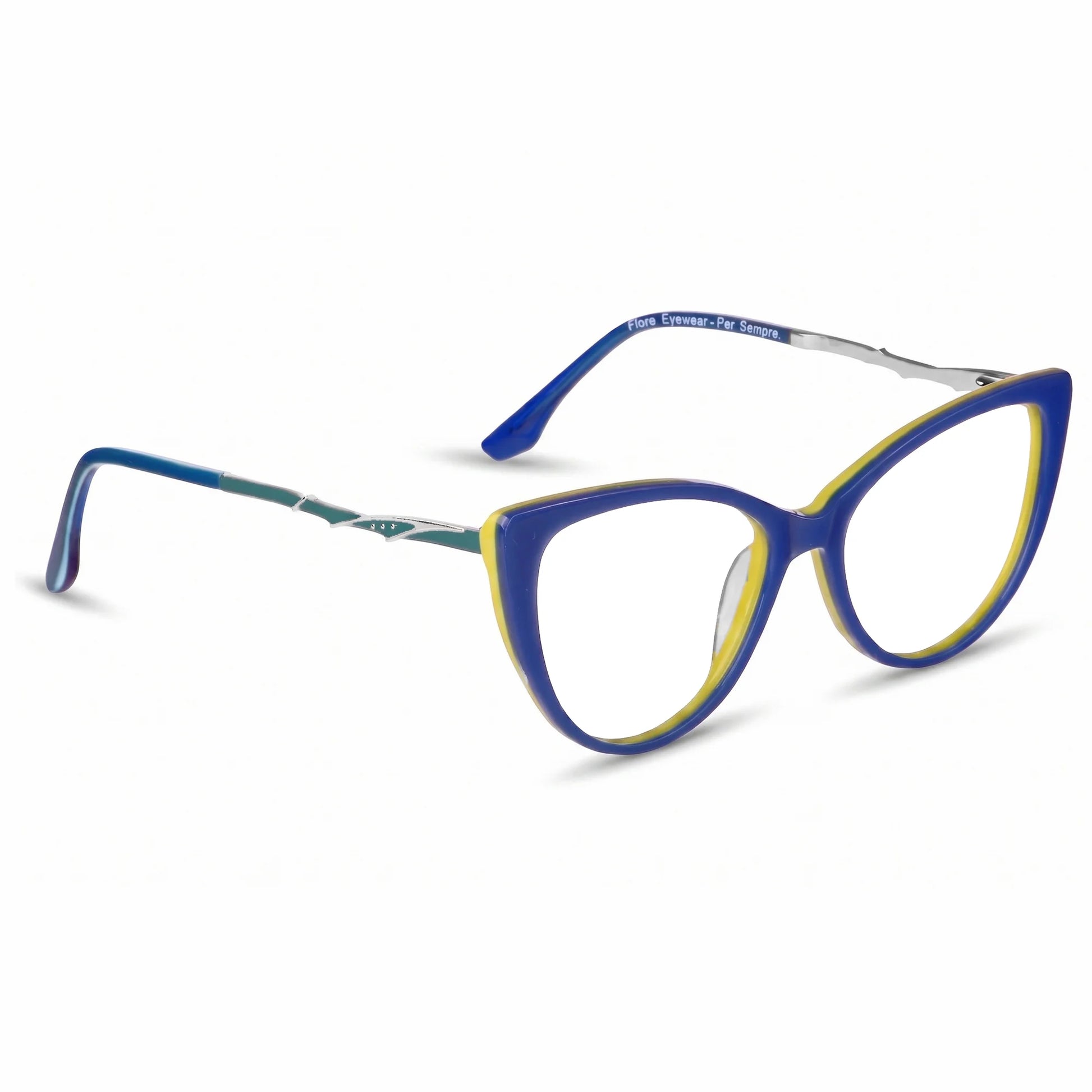 Fiore 1010 eyeglasses in blue green – three-quarter view
