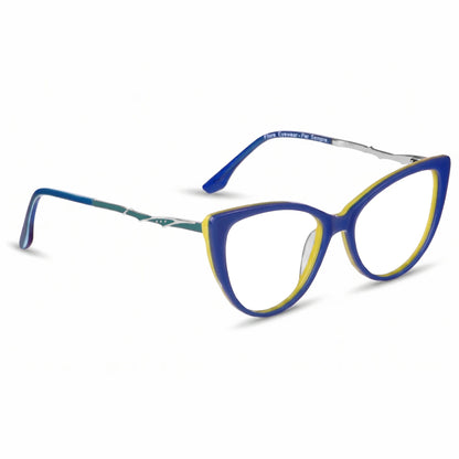 Fiore 1010 eyeglasses in blue green – three-quarter view