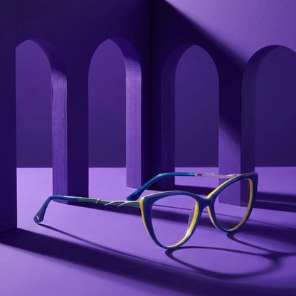 Fiore 1010 cat-eye acetate and metal reading glasses, blue green frame · ReFramed, photo 44 of 74