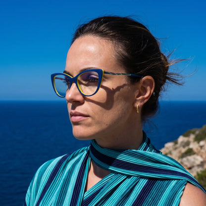 Fiore 1010 cat-eye acetate and metal reading glasses, blue green frame · ReFramed, photo 56 of 74