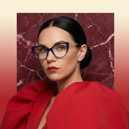 Fiore 1010 cat-eye acetate and metal reading glasses, blue frame · ReFramed, photo 73 of 74