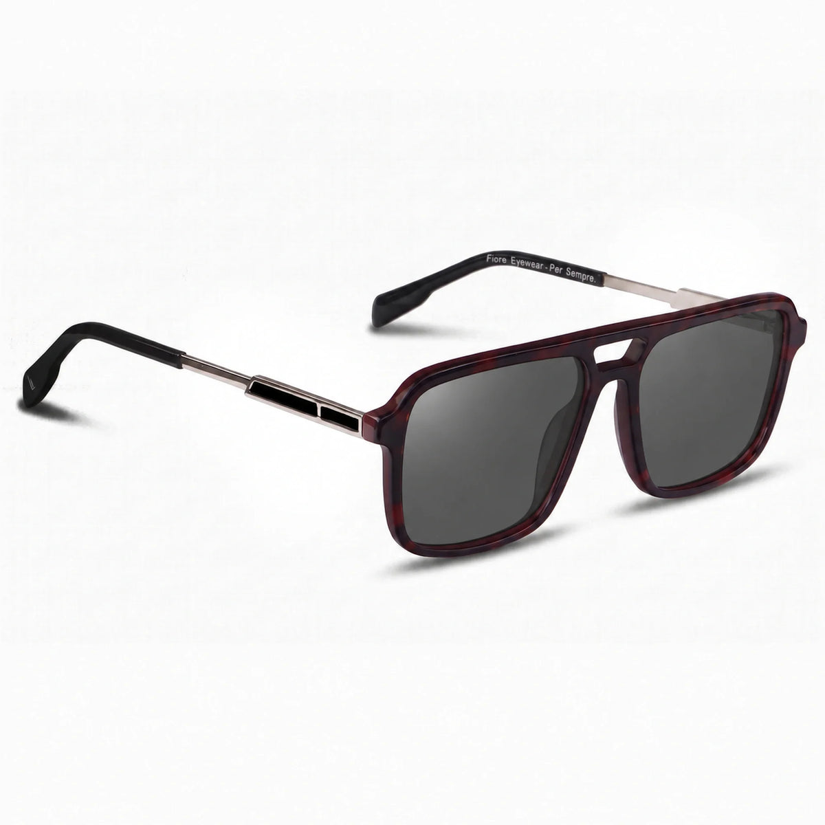 Fiore 1014 square aviator sunglasses, red bio-acetate frame · ReFramed, photo 2 of 20