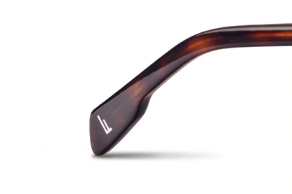 Fiore 1014 eyeglasses in brown tortoiseshell – temple logo detail