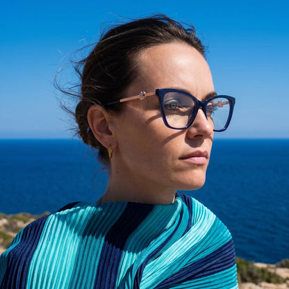 Fiore 10172 cat-eye acetate and metal reading glasses, blue frame · ReFramed, photo 40 of 40