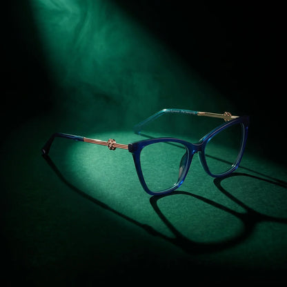 Fiore 10172 cat-eye acetate and metal reading glasses, blue frame · ReFramed, photo 34 of 40