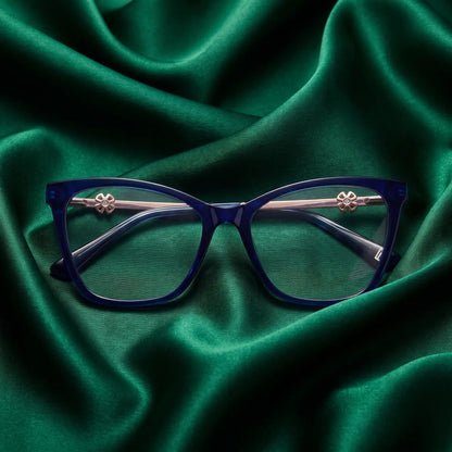 Fiore 10172 cat-eye acetate and metal reading glasses, blue frame · ReFramed, photo 32 of 40