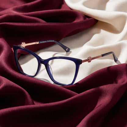 Fiore 10172 cat-eye acetate and metal reading glasses, blue frame · ReFramed, photo 33 of 40