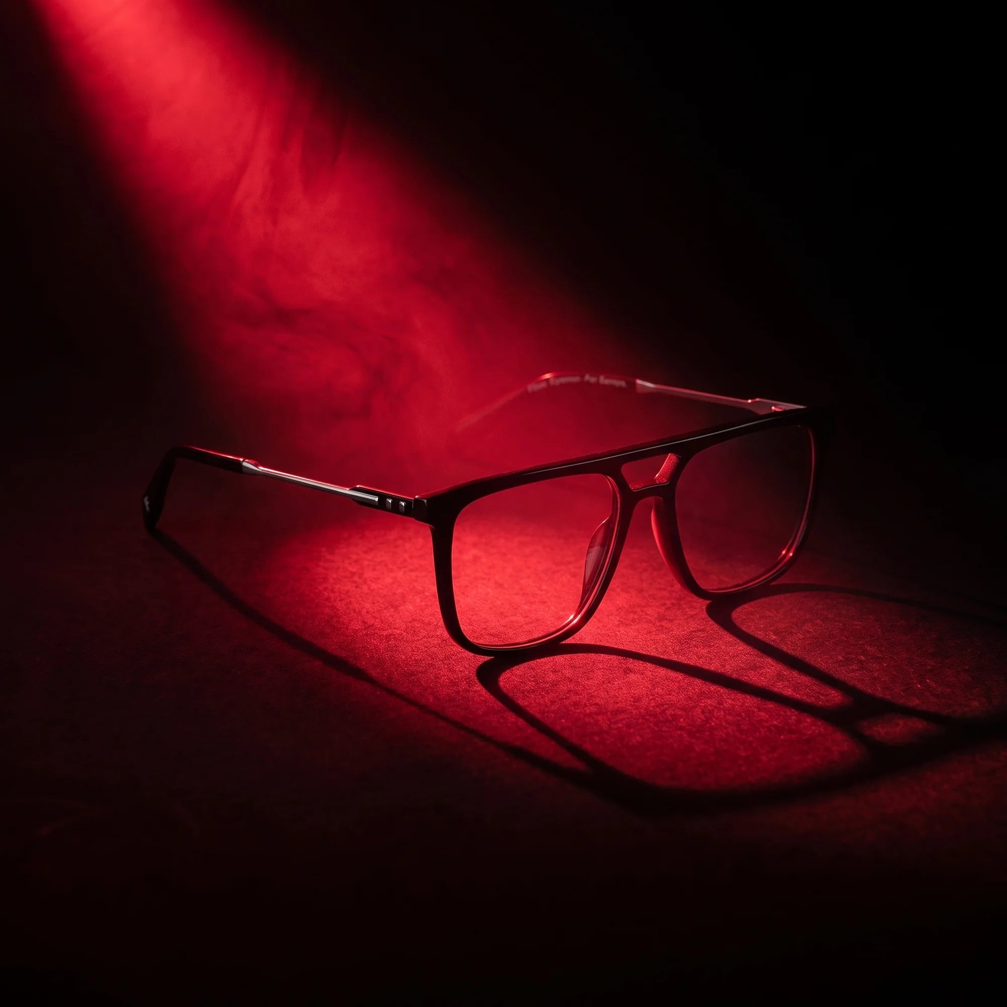 Fiore 10177 eyeglasses in black – under a theatrical beam of light