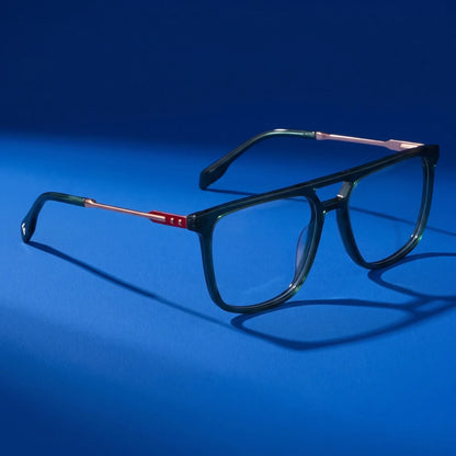 Fiore 10177 square aviator acetate and metal reading glasses, green frame · ReFramed, photo 87 of 100