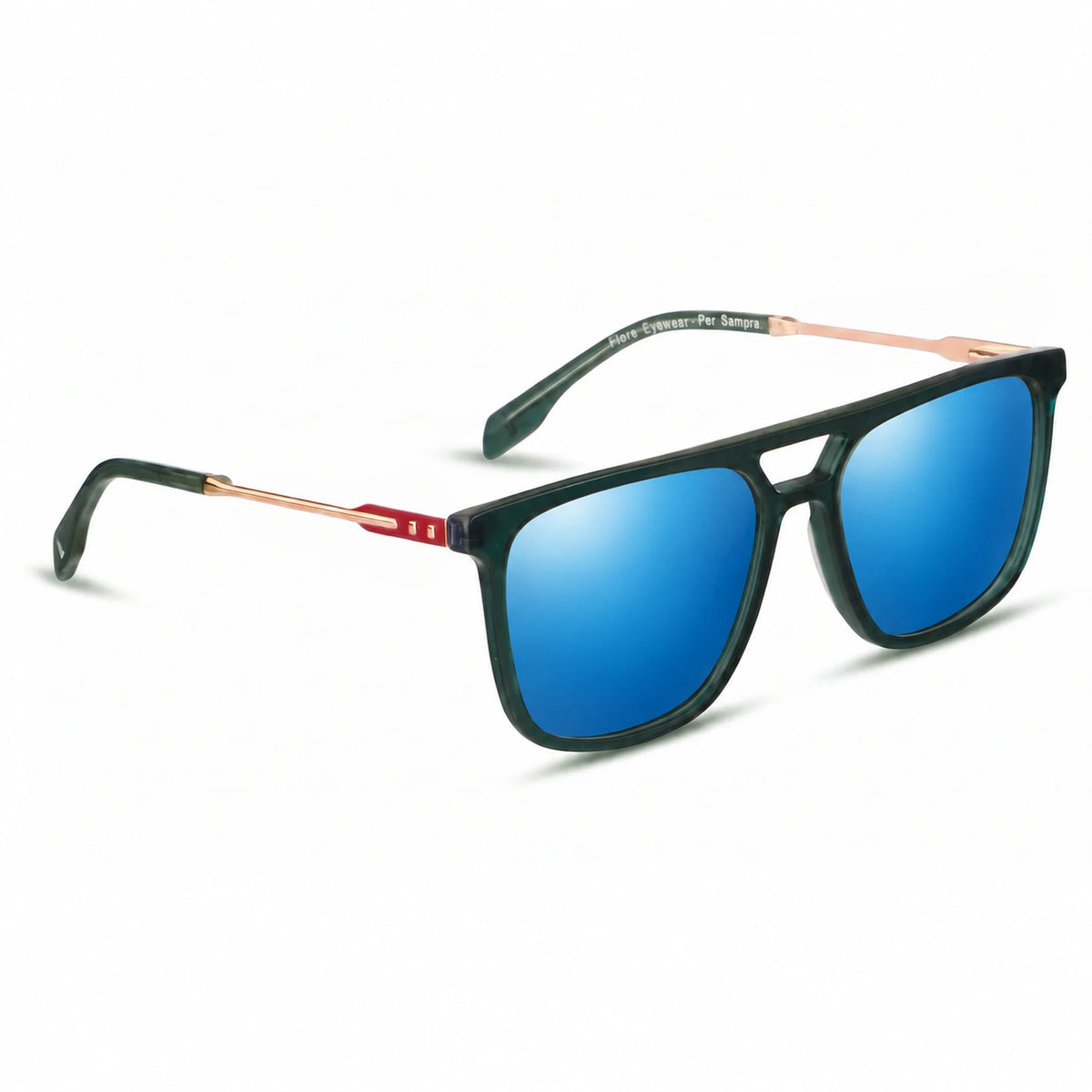 Fiore 10177 square aviator sunglasses, green bio-acetate frame · ReFramed, photo 26 of 36