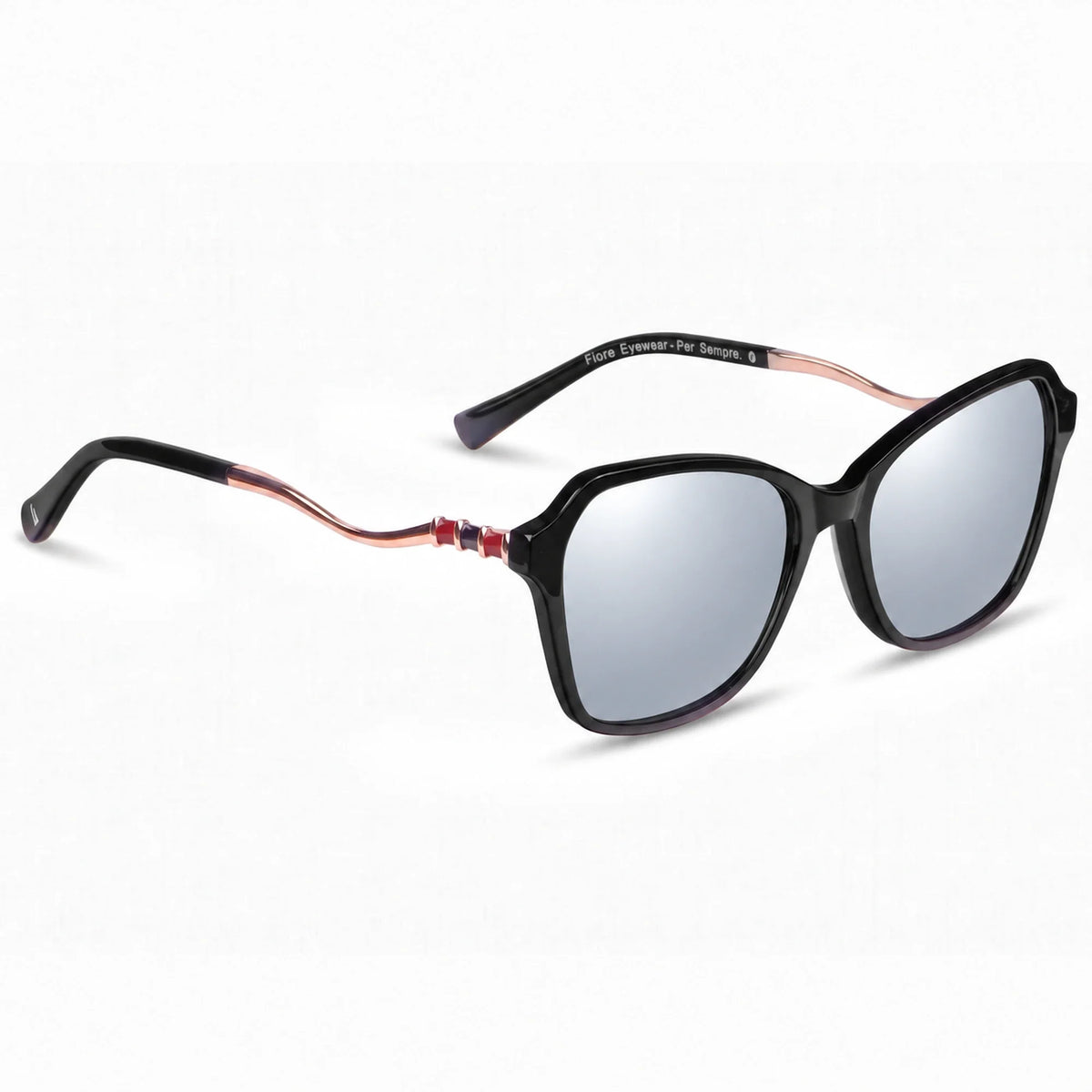 Fiore 1030 square cat eye sunglasses, black bio-acetate frame · ReFramed, photo 29 of 34