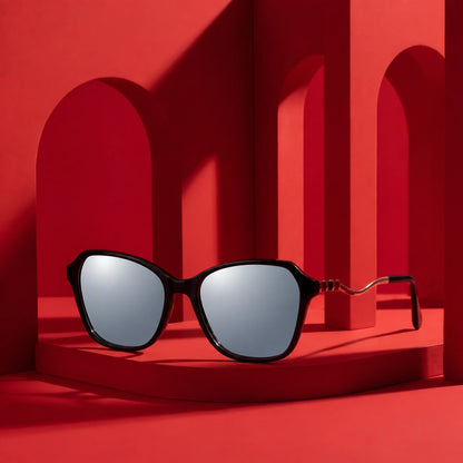 Fiore 1030 square cat eye sunglasses, black bio-acetate frame · ReFramed, photo 30 of 34