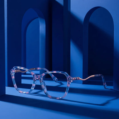 Fiore 1030 square cat-eye acetate and metal reading glasses, blue pink frame · ReFramed, photo 27 of 61