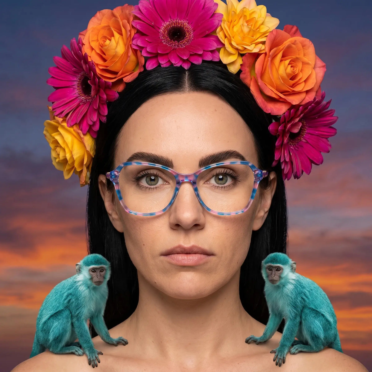 Fiore 1030 square cat-eye acetate and metal reading glasses, blue pink frame · ReFramed, photo 37 of 61
