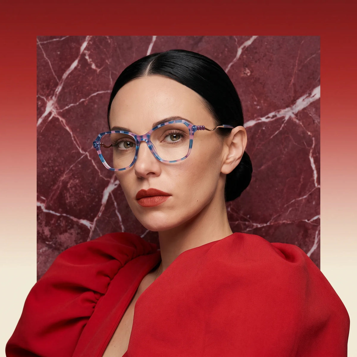 Fiore 1030 square cat-eye acetate and metal reading glasses, blue pink frame · ReFramed, photo 39 of 61