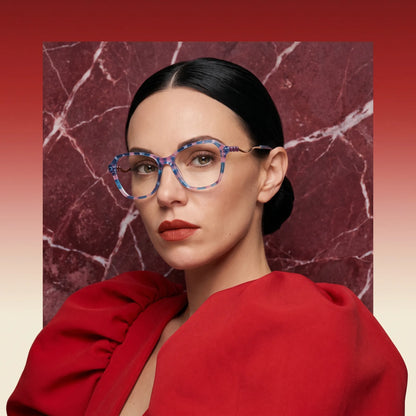 Fiore 1030 square cat-eye acetate and metal reading glasses, blue pink frame · ReFramed, photo 39 of 61