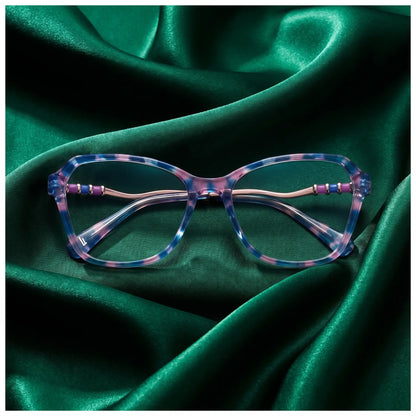 Fiore 1030 square cat-eye acetate and metal reading glasses, blue pink frame · ReFramed, photo 30 of 61