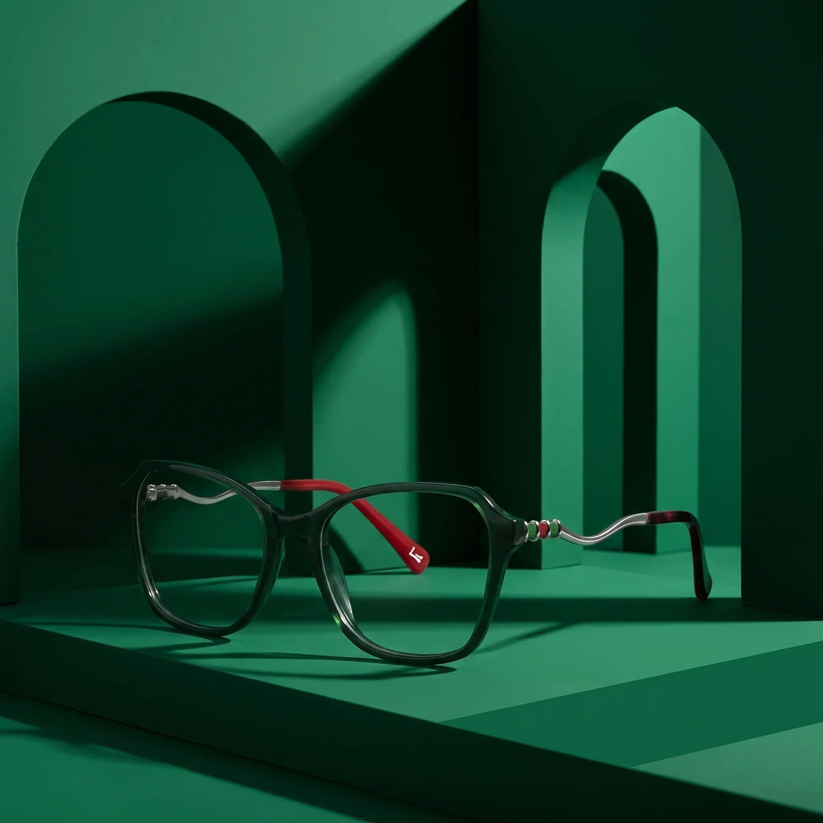 Fiore 1030 square cat-eye acetate and metal reading glasses, green frame · ReFramed, photo 50 of 61