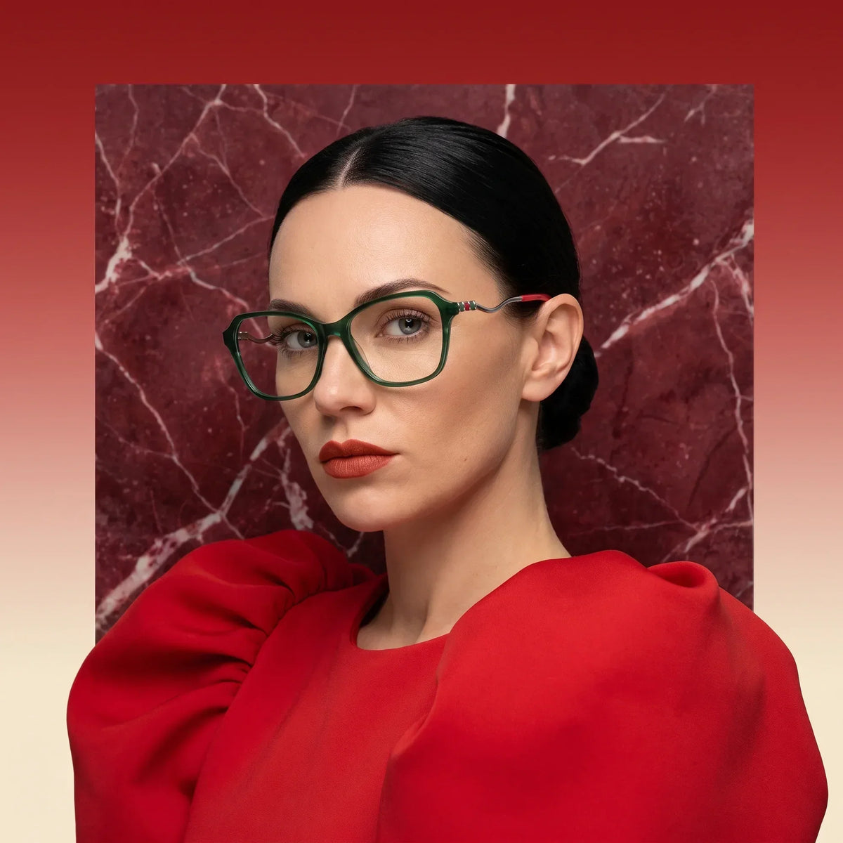 Fiore 1030 square cat-eye acetate and metal reading glasses, green frame · ReFramed, photo 60 of 61