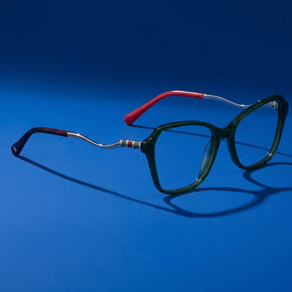 Fiore 1030 square cat-eye acetate and metal reading glasses, green frame · ReFramed, photo 45 of 61