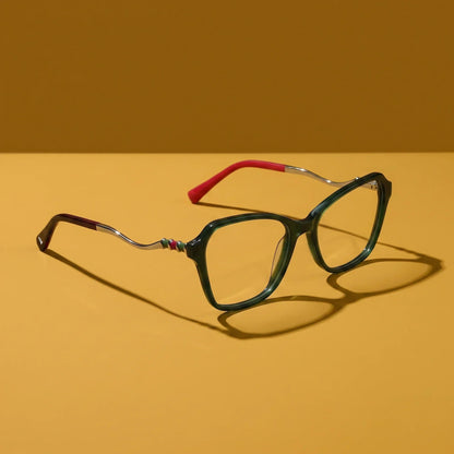 Fiore 1030 square cat-eye acetate and metal reading glasses, green frame · ReFramed, photo 46 of 61