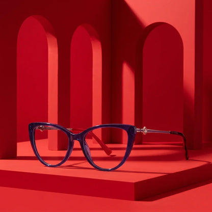 Fiore 1031 cat-eye acetate and metal reading glasses, purple green frame · ReFramed, photo 27 of 85